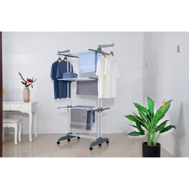 Многоярусная сушилка органайзер для одежды серая Bonro B88