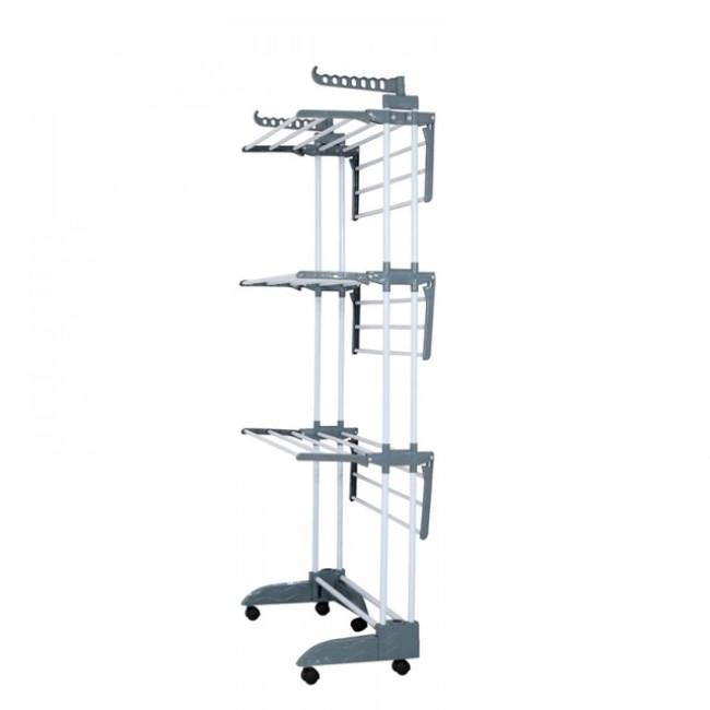 Многоярусная сушилка органайзер для одежды серая Bonro B88