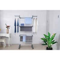 Многоярусная сушилка органайзер для одежды серая Bonro B88