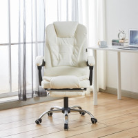 Крісло офісне на колесах Bonro BN-6071 біле з підставкою для ніг