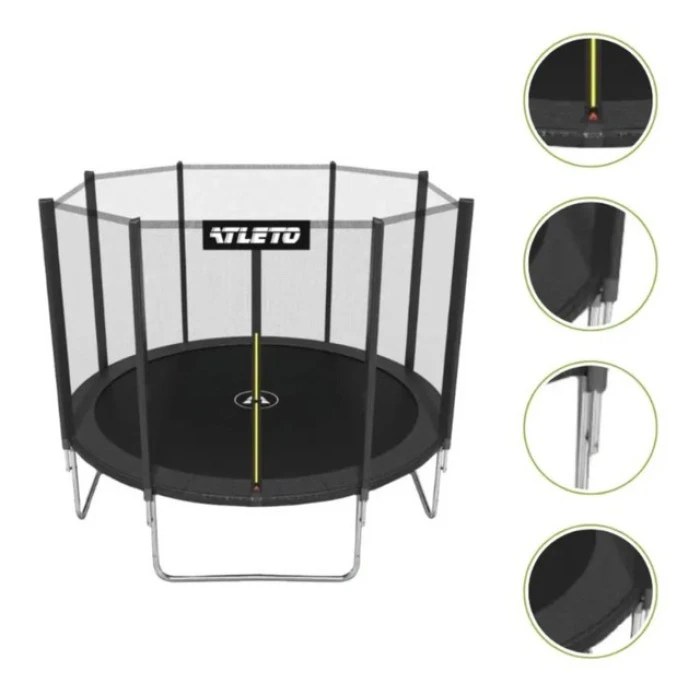 Батут дитячий з сіткою та драбинкою 374 см Atleto чорний