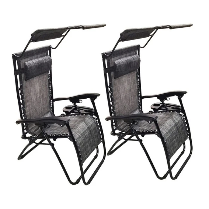 Шезлонги комплект 2шт Bonro SP-167A сірий з дашком