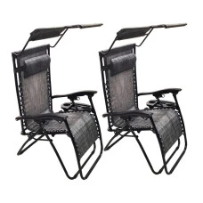 Шезлонги комплект 2шт Bonro SP-167A серый с крышкой