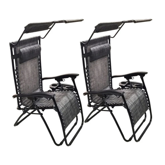 Шезлонги комплект 2шт Bonro SP-167A сірий з дашком