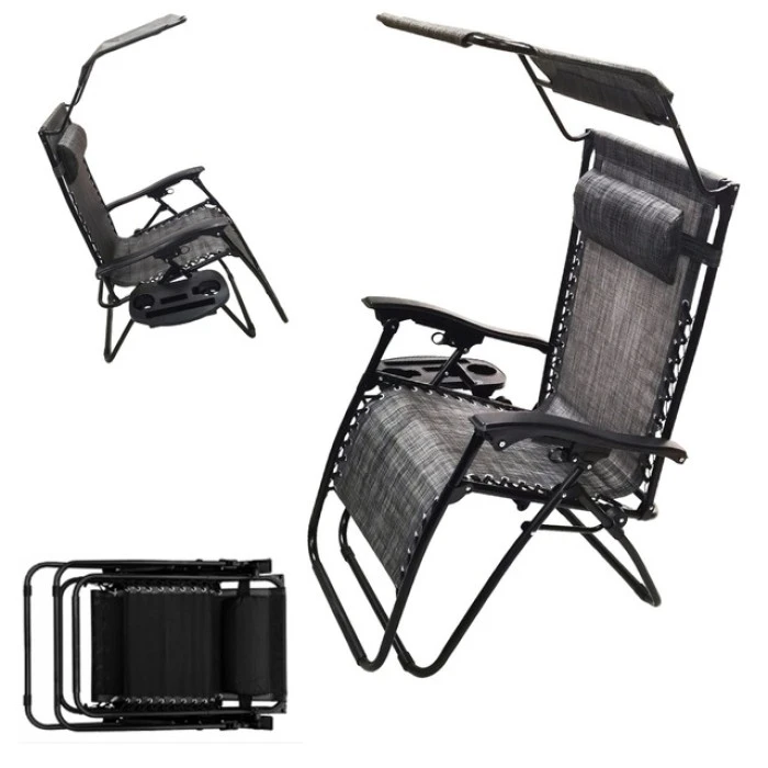 Шезлонги комплект 2шт Bonro SP-167A сірий з дашком