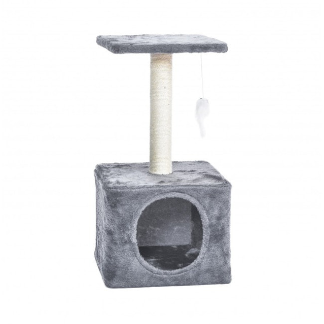 Когтеточка-домик с полкой 60 см Bonro B-95 для кошек серая