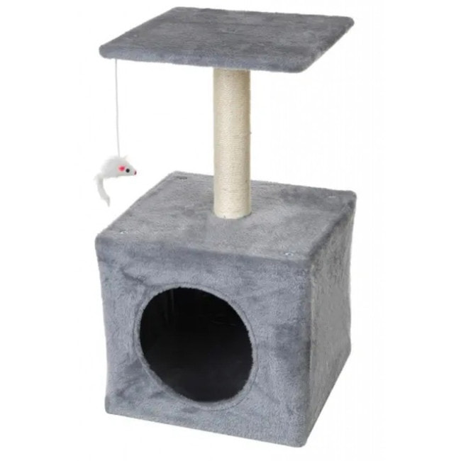 Когтеточка-домик с полкой 60 см Bonro B-95 для кошек серая