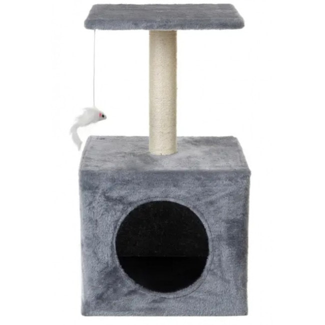 Когтеточка-домик с полкой 60 см Bonro B-95 для кошек серая