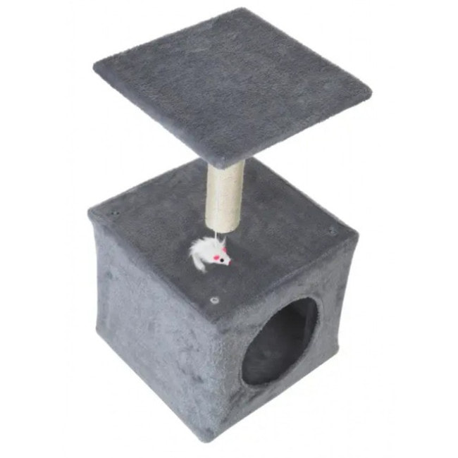 Когтеточка-домик с полкой 60 см Bonro B-95 для кошек серая