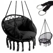 Крісло підвісне бразилійське гойдалка гамак Bonro B-092-3 чорний 120 кг + велика подушка