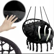 Крісло підвісне бразилійське гойдалка гамак Bonro B-092-3 чорний 120 кг + велика подушка