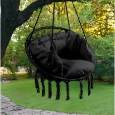 Крісло підвісне бразилійське гойдалка гамак Bonro B-092-3 чорний 120 кг + велика подушка