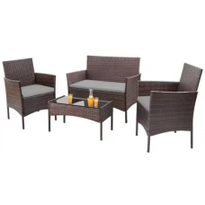 Набір садових меблів 4-місні Bonro B-6210-4 коричнево-сірий (чорне скло)