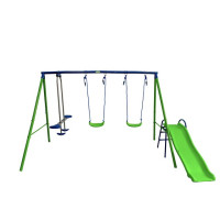 Детский игровой комплекс 4 качели и горка Spoko SP-S04 сине-зеленая