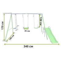 Детский игровой комплекс 4 качели и горка Spoko SP-S04 сине-зеленая