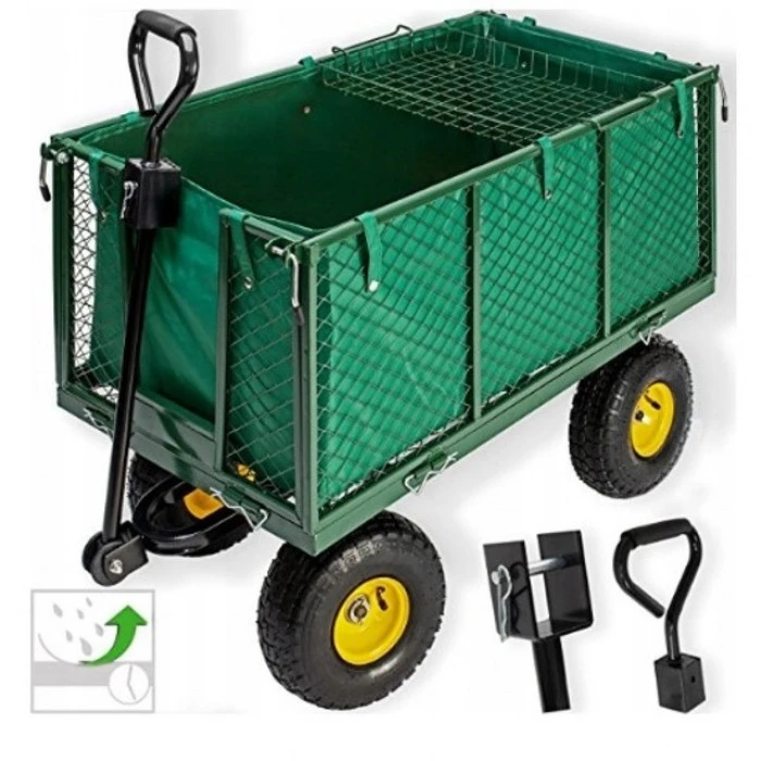 Садовий візок тачка самоскид 4-колісний 200 л Siker TC1841 (350 кг) зелений