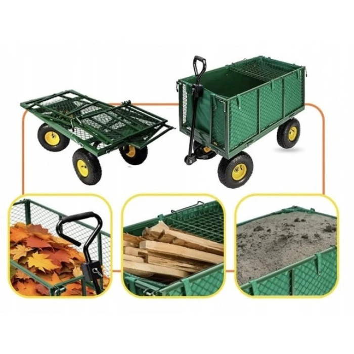 Садовий візок тачка самоскид 4-колісний 200 л Siker TC1841 (350 кг) зелений