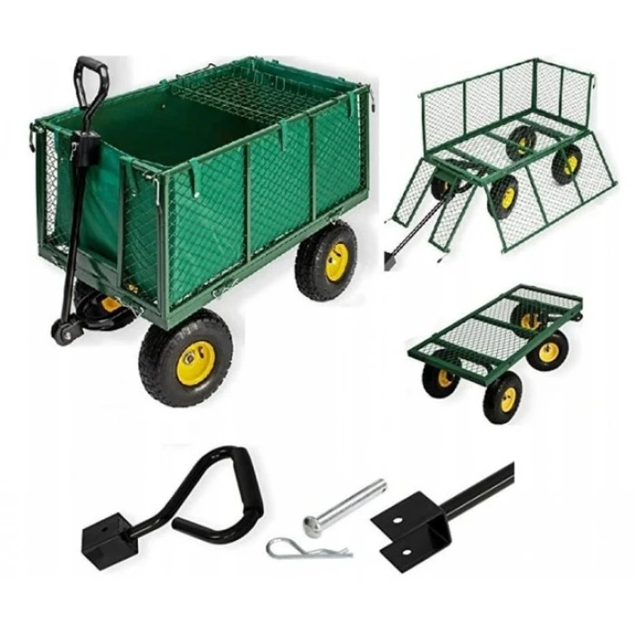 Садовий візок тачка самоскид 4-колісний 200 л Siker TC1841 (350 кг) зелений