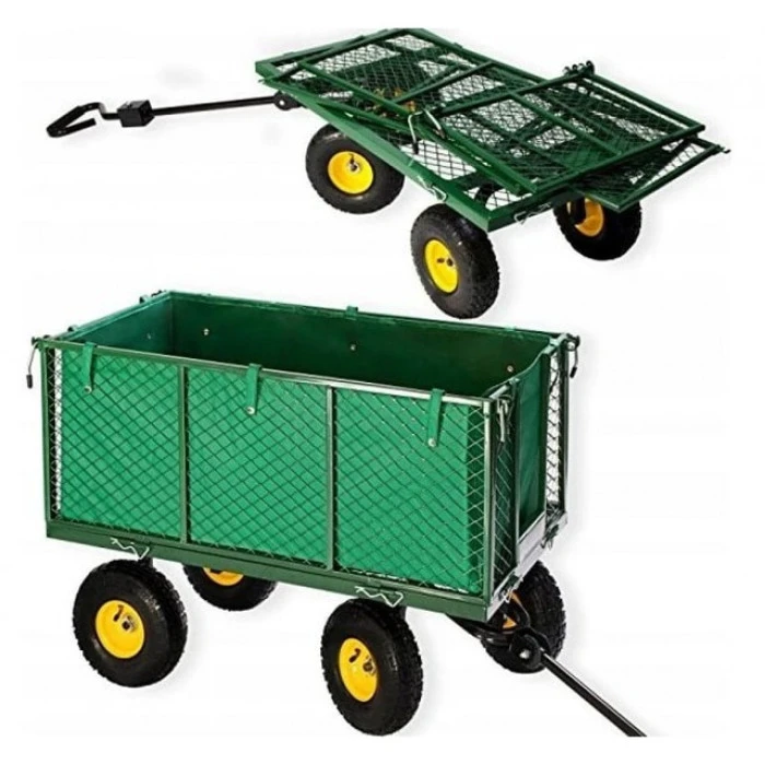 Садовий візок тачка самоскид 4-колісний 200 л Siker TC1841 (350 кг) зелений