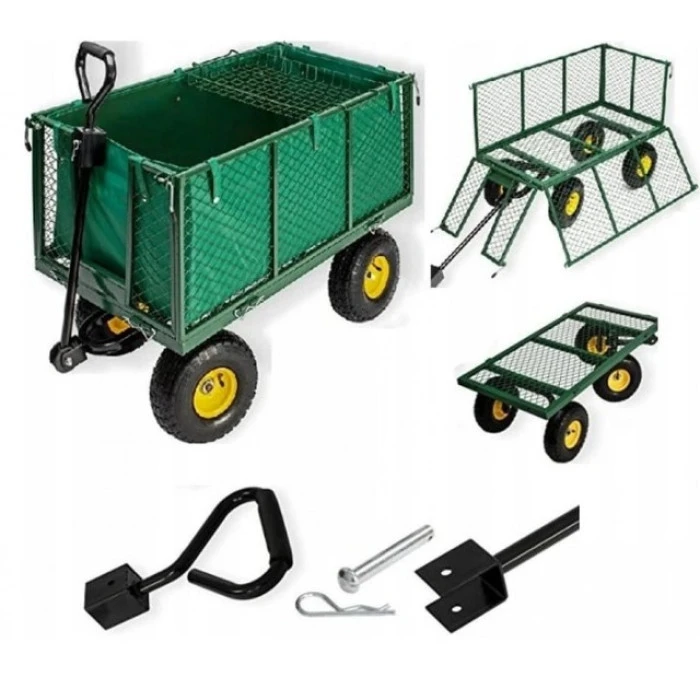 Садовий візок тачка самоскид 4-колісний 200 л Siker TC1841 (350 кг) зелений