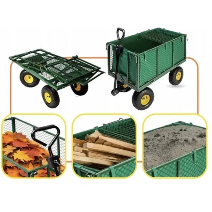 Садовий візок тачка самоскид 4-колісний 200 л Siker TC1841 (350 кг) зелений