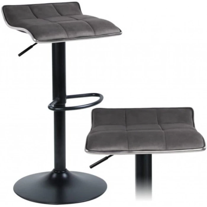 Барний стілець Bonro B-004 велюр сіре з чорною основою