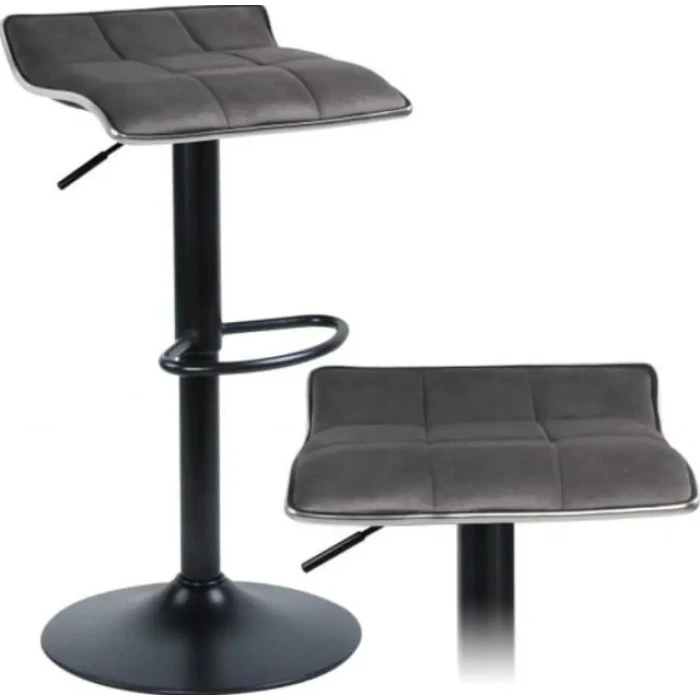 Барний стілець Bonro B-004 велюр сіре з чорною основою