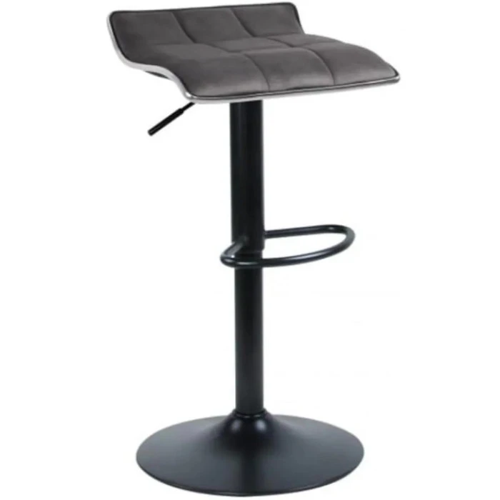 Барний стілець Bonro B-004 велюр сіре з чорною основою