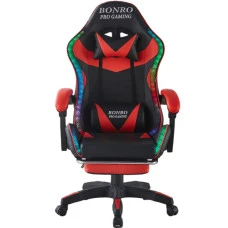 Геймерське крісло з підсвіткою масажем пультом Bonro B-144 червоне