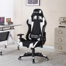 Крісло геймерське з тканини Bonro B-142 біле + 2 подушки