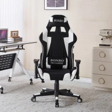 Крісло геймерське з тканини Bonro B-142 біле + 2 подушки