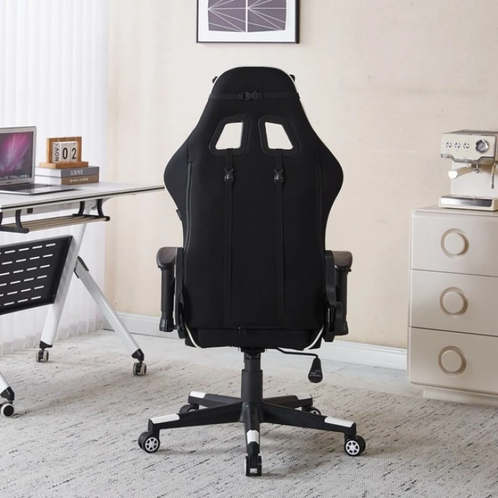 Крісло геймерське з тканини Bonro B-142 біле + 2 подушки