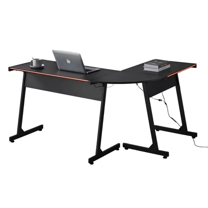 Геймерський ігровий комп'ютерний стіл з підсвіткою 15 мм Bonro B-09 чорний RGB LED