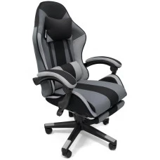 Кресло геймерское из ткани + 2 подушки Bonro B-963 черно-серое