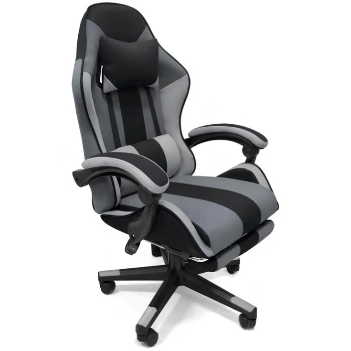 Крісло геймерське з тканини + 2 подушки Bonro B-963 чорно-сіре