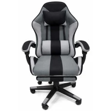 Кресло геймерское из ткани + 2 подушки Bonro B-963 черно-серое