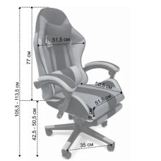 Кресло геймерское из ткани + 2 подушки Bonro B-963 черно-серое