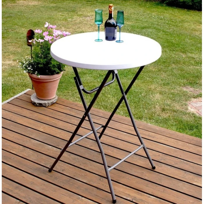 Стіл круглий складаний із пластику для дому, саду, тераси, банкетів Bonro BS 80 см білий