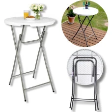 Стіл круглий складаний із пластику для дому, саду, тераси, банкетів Bonro BS 80 см білий