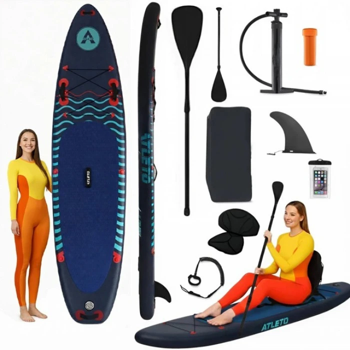 SUP-дошка надувна для плавання Atleto 350 см сіра + сидіння
