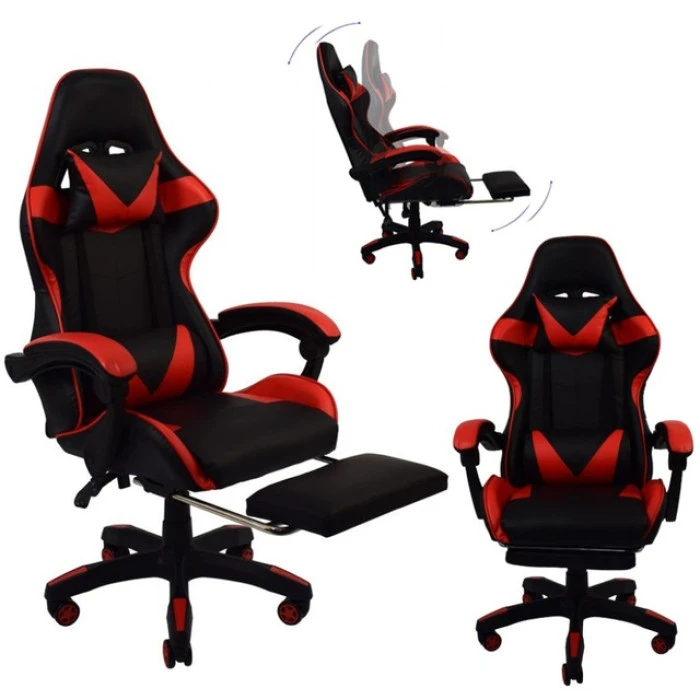 Крісло геймерське Bonro B-810 червоне з підставкою для ніг