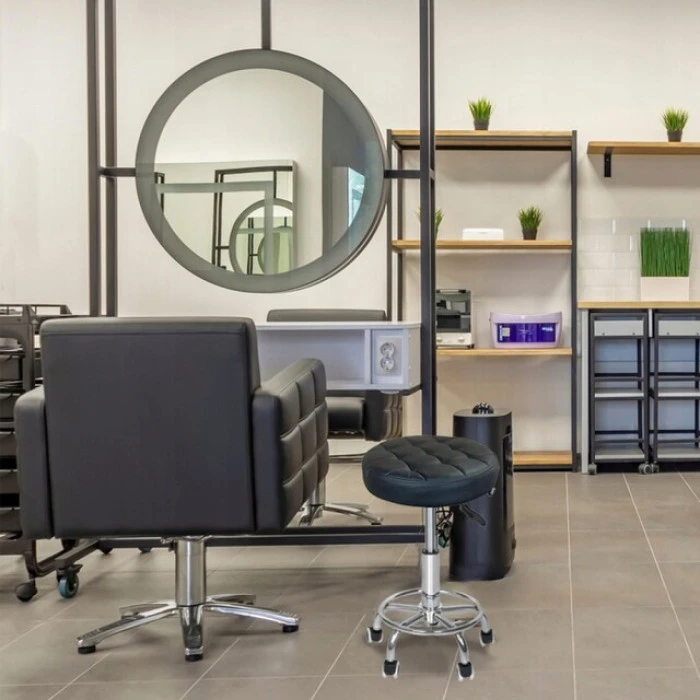 Кресло табурет на колесах без спинки круглое Bonro B-496 черное