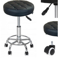 Крісло табурет на колесах без спинки кругле Bonro B-496 чорне