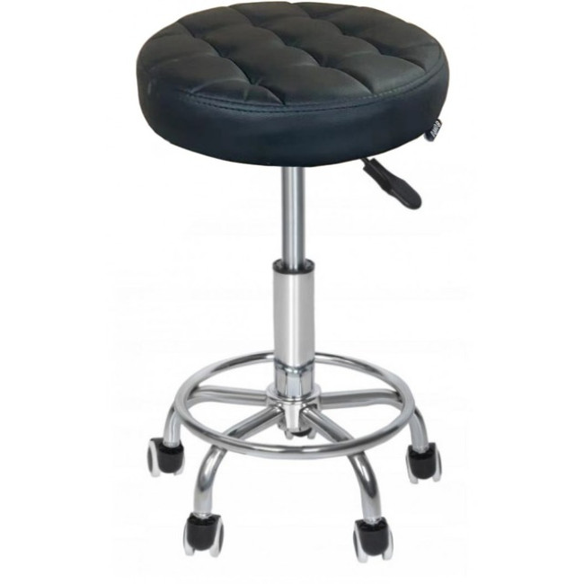 Кресло табурет на колесах без спинки круглое Bonro B-496 черное