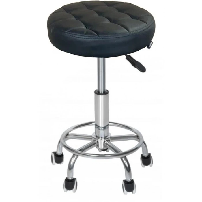 Кресло табурет на колесах без спинки круглое Bonro B-496 черное