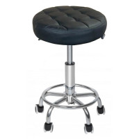 Крісло табурет на колесах без спинки кругле Bonro B-496 чорне