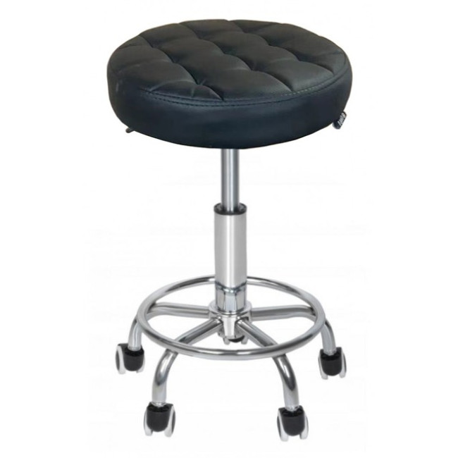 Кресло табурет на колесах без спинки круглое Bonro B-496 черное