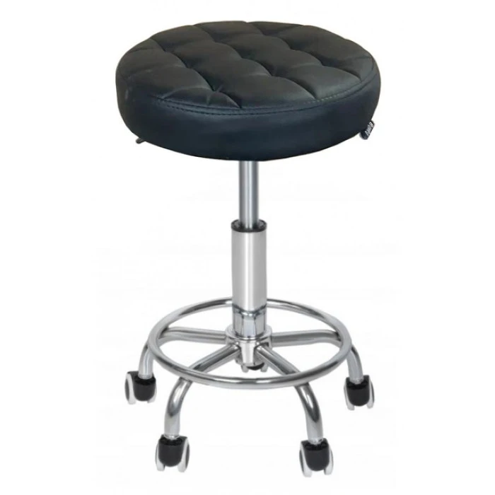 Кресло табурет на колесах без спинки круглое Bonro B-496 черное