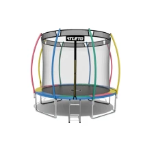 Батут Atleto 404 см з внутрішньою сіткою та драбинкою multikolor