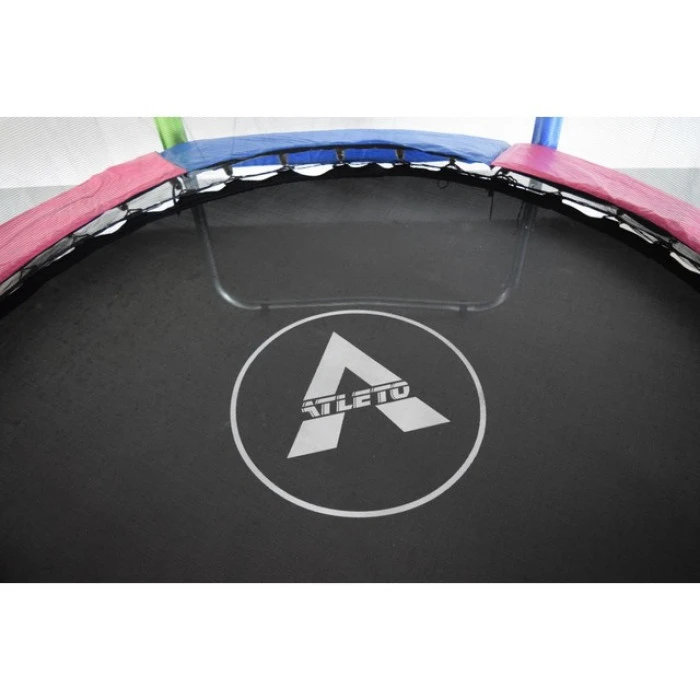 Батут Atleto 404 см з внутрішньою сіткою та драбинкою multikolor